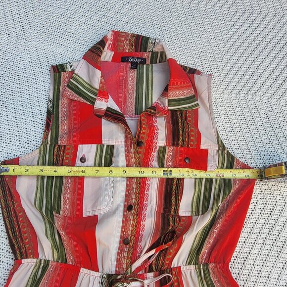 Sleeveless Shirt Dress Button Front Elastic Waist Large - Picture 15 of 15